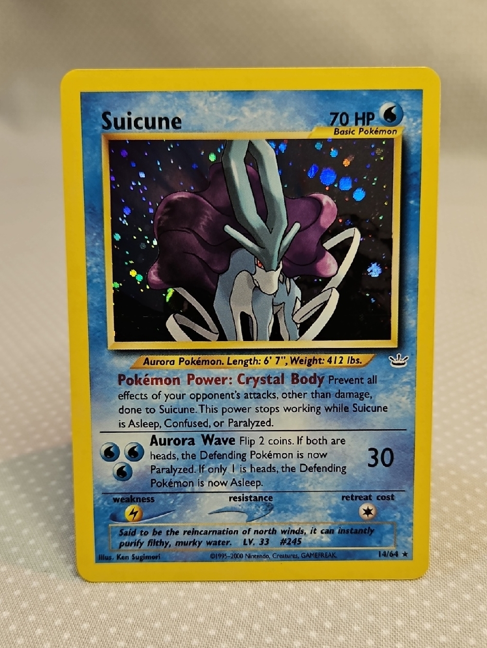 2000 Pokemon Suicune 14/64 Holo Rare Neo Revelation